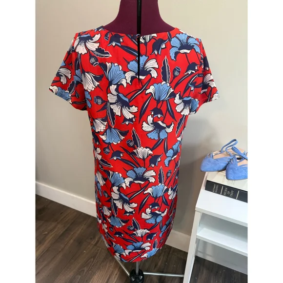J. Crew Red White Blue Floral Dress Size 6 - Picture 2 of 3